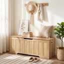 CHOEZON 47.2" Storage Bench, Rattan-Style Storage Chest, Storage Cabinet with Handles, Toy Storage Box, for Living Room and Bedroom, Natural MCW24NL, 47.2"L x 15.7"W x 19.1"H