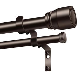 Heavy Duty Double Curtain Rod 72-144 Inch Length, 1 Inch Adjustable Brass Double Curtain Rod with Brackets, Long Double Curtain Rod for Windows Sliding Door (Bronze, 32-150", 1 PCS)