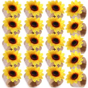 Patelai Sunflower Napkin Ring Holders Farmhouse Spring Napkin Rings for Sunflower Wedding Party Table Decoration(20 Pieces)