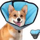 Soft Dog Cone Collar After Surgery: Long Alternative Comfortable Comfy Fabric Recovery Shame Elizabethan Stop Licking Small Medium Large Dogs (Blue, L)
