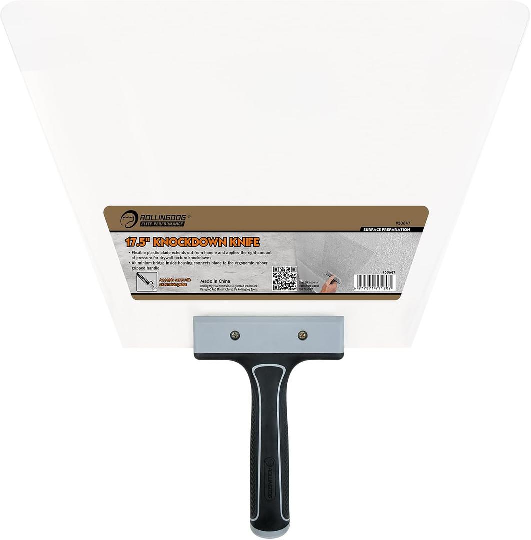 ROLLINGDOG 17.5 Inch Knockdown Knife - Threaded End Can be Attached to Extension Pole,Acrylic Plastic Blade,Ideal for Creating Knockdown Texture