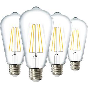 Sunco Dusk to Dawn LED Outdoor Lights Bulb, ST64 Edison Style Automatic Light Sensing Bulbs, 800 LM, 7W (60W Equivalent), 3000K Warm White, E26 Base UL 4 Pack