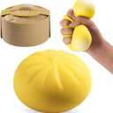 Dumpling Squishy Stress Balls with Steamer, Mystery Colorful Fidget Sensory Toys, Soft Anxiety Relief Squeeze Decompression Dough, Easter Stocking Stuffers Gifts (Yellow)