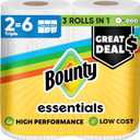 Bounty Essentials Select-A-Size Paper Towels, White, 2 Triple Rolls = 6 Regular Rolls 