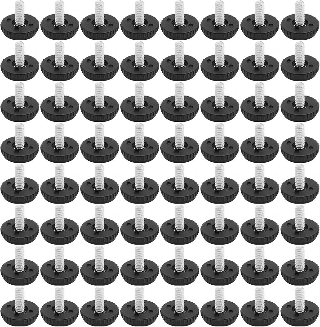 1/4-20 Stainless Steel Adjustable Furniture Levelers Screw in Threaded Leveling Feet for Furniture Glide Leveling for Table Chair Cabinet Legs (64)