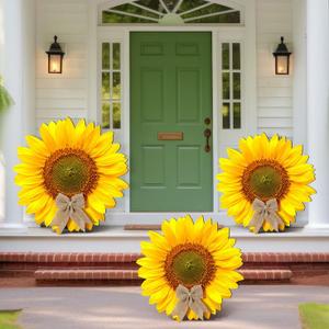 Anglechic 3 Pcs Sunflower Porch Sign Decor Summer Wooden Door Standing Decorative Rustic Porch Sign for Front Door Decor Summer Yard Sunflower Standing Blocks for Lawn