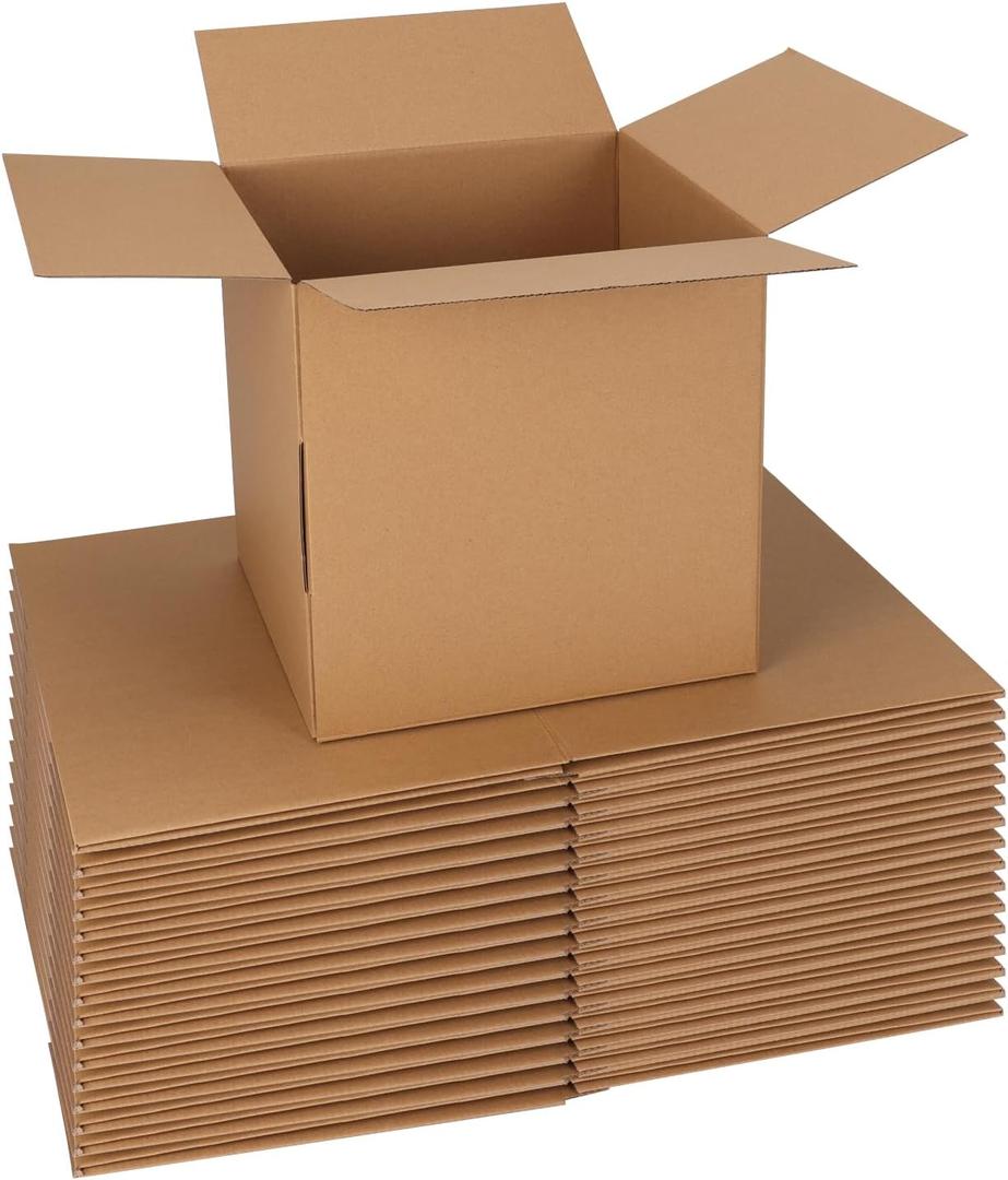 CRUGLA 10x10x10 Shipping Boxes 15 Pack, Brown Corrugated Cardboard Boxes with Side-Lock and Pre-Applied Double-Sided Tape, Easy Assemble Packing Mailer Boxes for Small Business Shipping