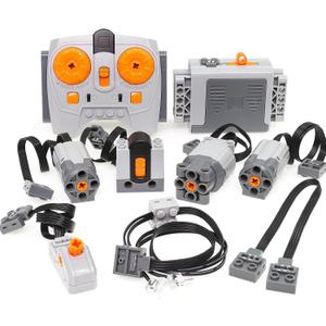 9pcs Motor kit,Compatible with Toy Building Block, Including Remote Control and Receiver, Switch, Extension Cord, M/L Motor etc.