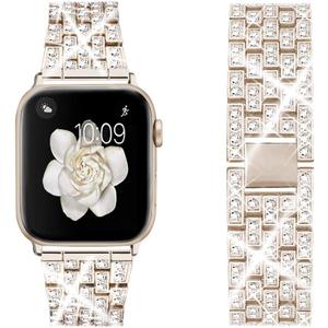 Dsytom Bing Bands Compatible with Apple Watch Band 38mm 40mm 41mm 42mm 44mm 45mm 46mm 49mm, Jewelry Replacement Strap for iWatch Series Ultra 2 10/9/8/7/6/5/4/3/2/1/SE Ultra (Champagne Gold)