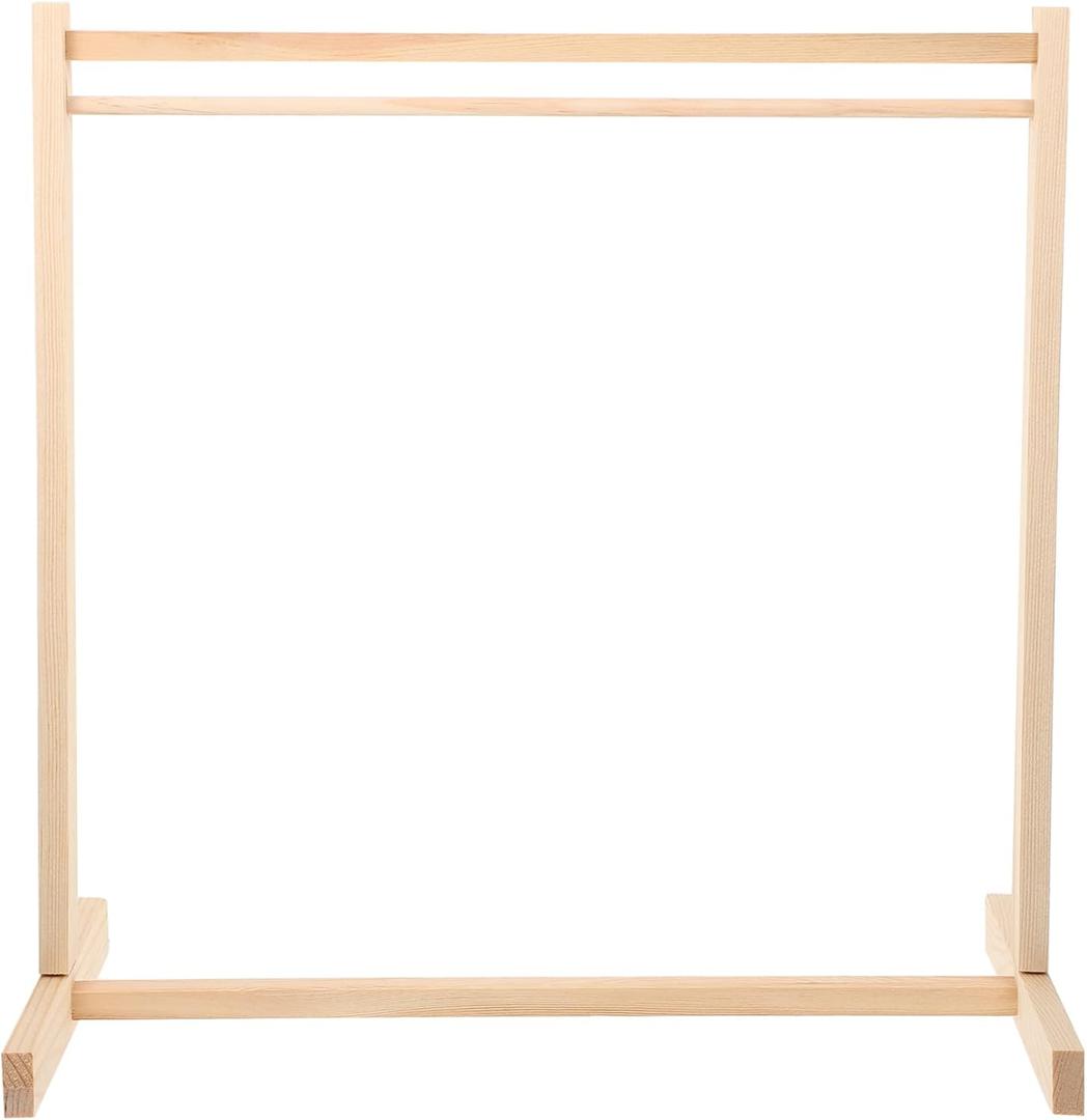 Kisangel Wooden Doll Clothes Hanging Rack - 15.74 X 15.74 X 7.87 Inch Doll Garment Organizer for Dollhouse, DIY, and Display - Khaki