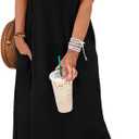 WIHOLL Maxi Dress Summer Dresses 2026 Beach Vacation Clothes Sleeveless Sundresses with Pockets Boho (Black, M)