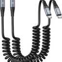 2 Pack 3ft Coiled USB C to C Charging Cable for iPhone 15, MacBook Pro 2020, iPad Pro 2020, iPad Air 4, Galaxy S23