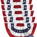 6Pack American USA Pleated Fan Flag, 2x4 Feet American USA Bunting Decoration Flags Embroidered Patriotic Stars & Sewn Stripes Canvas Header Brass Grommets