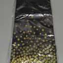 Black and Gold Table Cloths for Parties, 4 Pack Disposable Party Table Cloths 54"x108" Gold Dot Plastic Tablecloths Suitable for Rectangular Tables for Graduation Birthday and Cocktail Party