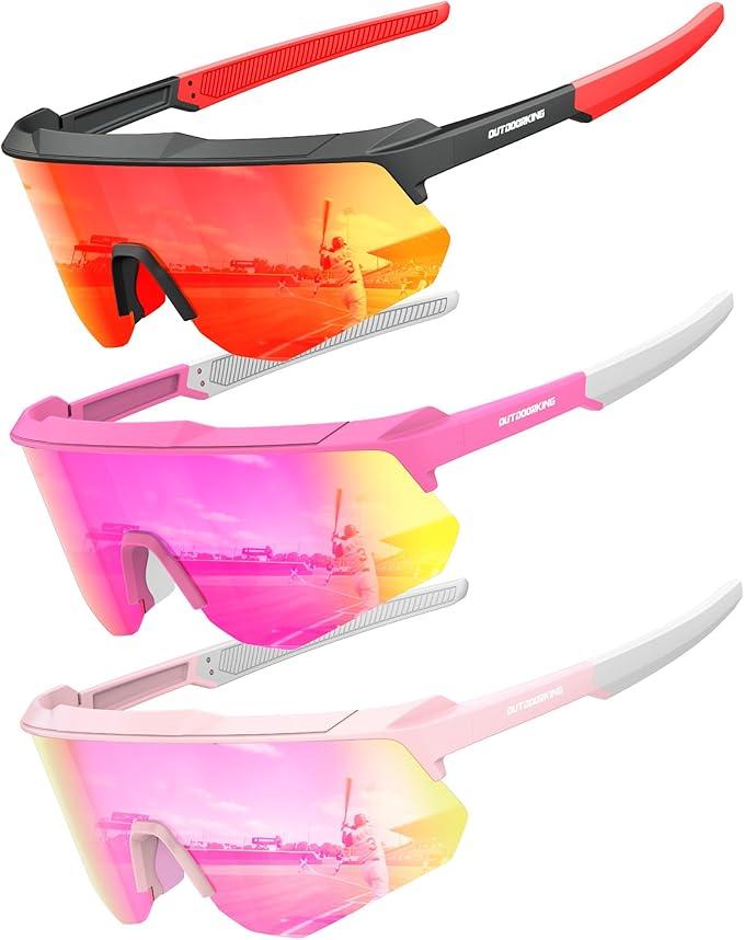 Polarized Sports Sunglasses for Women men, UV400 Protection, TAC Lenses for Running, Cycling, Baseball, Hiking