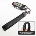 SMLBJUTE Wristlet Keychain, Leather Keychain, Universal Car Key Holder with 360-Degree Swivel, 2 Key Rings, Anti-Lost D-Ring (Black 7inch)