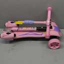 3 Wheel Scooter for Kids, Toddler Scooter with Bluetooth Music Speaker Steam Sprayer LED Lights Aluminum Alloy T-Bar, Folding Kick Scooters for Boys Girls Ages 3-10 (Pink)