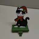 Glitzhome 7.5" H Christmas Cat Stocking Holder for Fireplace Mantel Stand Hanger Sturdy Wooden/Metal Xmas Seasonal Home Party Decoration