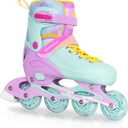 MammyGol Adjustable Inline Skates for Kids Youths Adults, All Wheels Light Up, Indoor and Outdoor Blades Roller Skates for Boys Girls Teen Beginners