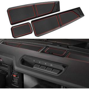 Silicone Dash Dashboard Cover Mat for Ford Bronco Accessories 2021 2022 2023 2024 Anti Dust Dash Pad Tray Insert Liners Compartments Mat for Bronco 3Pcs Set Premium Custom (Red Trim)