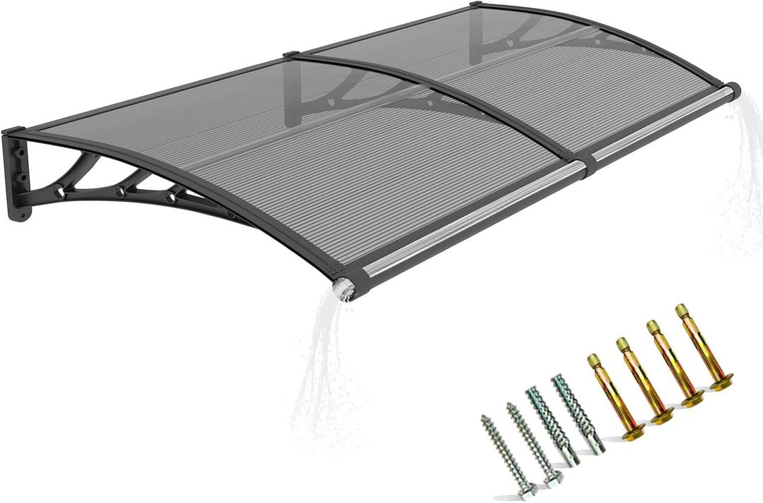 Awning for Door Entrance,40x80 Inch Polycarbonate Window Canopy Exterior with Drainage,UPF 50+ Rain Snow Sun UV Protection,Spliced Overdoor Awnings for Outside,Doors, Patio, Porch, Deck, 40x80x10.6 Inch