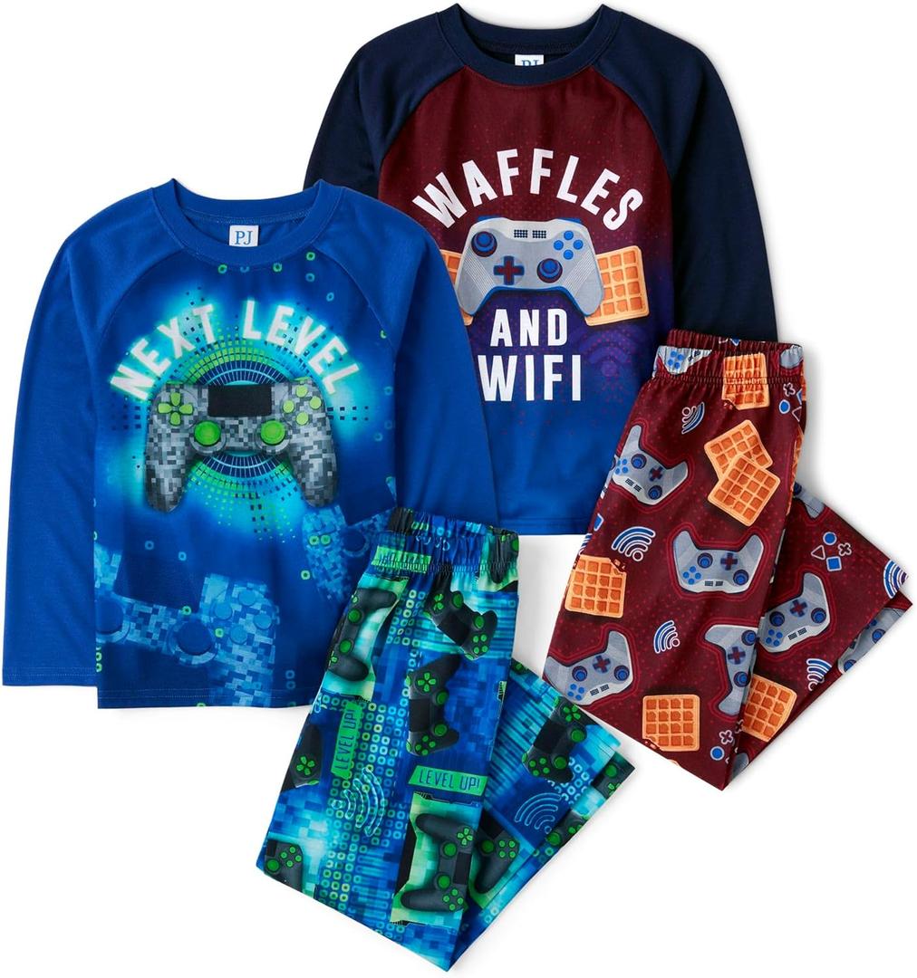 The Children's Place boys Long Sleeve Top and Pants 2 Piece Pajama Set (X-Large, Gamer 2-pack)