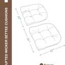 Outdoor Chair Cushions Set of 2, 22x22x4 Inch Seat Pads with Ties for Patio Wicker Chairs Garden Dining Chair, Indoor Outside Use, Fade-Resistant & Waterproof, Brown