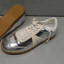 MIA girl Womens 8 Silver Metallic Lace Up Sneakers Cream Accents