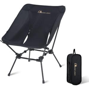 MOON LENCE Portable Camping Chair Plus, Larger & Roomier, Compact and Lightweight Still, Folding Chair for Backpacking & Hiking, 330Lbs Capacity (Black)