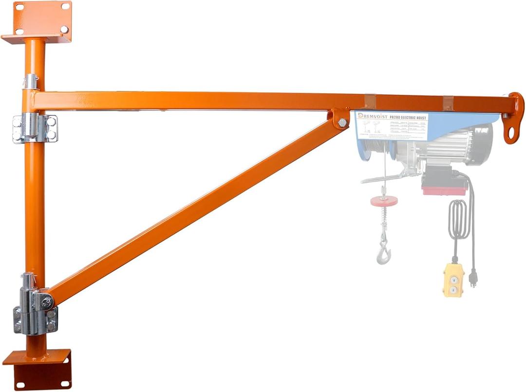 Wall Mount Jib Crane, Hoist Support Arm with 180Swing, Electric Scaffolding Lift, Hoist Bracket, All Steel Construction 660LBS Capacity, Electric Hoist Holder Swing Arm with Pole, for Electric Hoist