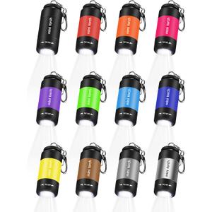Mudder 12 Pieces Mini Keychain Flashlight Bulk Plastic Small Handheld LED USB Rechargeable Waterproof Flashlight Pocket Tiny Torch for Emergency Camping Hiking Favor(White Light)