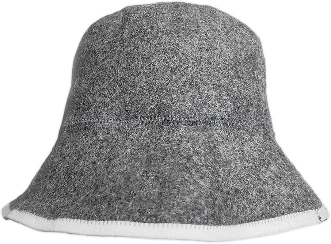 Sauna Hat, Natural Wool Sauna Hat for Men and Women, Russian Banya Cap, Soft, Breathable Wool Hat Protects Hair from Overheating & Damage, Sauna Accessories for Spa, Steam Room, Bathhouse (Gray)