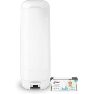 Diaper Genie Signature Pail Includes 1 Easy Roll Refill with 18 Bags | Holds Up to 846 newborn-Sized Diapers Per Refill white 1.0 Count