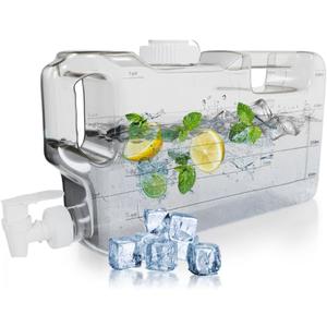 Refrigerator Water Dispenser 1.1 Gallon  Leak-Proof Slim Fridge Water Container with Spigot  BPA-Free Refillable Water Jug (Clear)