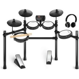 MOSEN Electric Drum Set with 4 Quiet Mesh Drum Pads, Cymbals, Sticks, Headphones, USB MIDI, Kick Pedal, 195+ Sounds and 25 Drum Kits for Beginner MED-X3