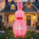 6 FT Easter Inflatables Outdoor Decorations Blow Up Yard Bunny Spring Outside Inflatable Rabbit with Led Lights (Pink-Rabbit)