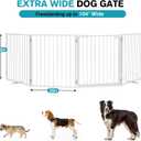 Snagle Paw Extra Wide Dog Gate,Free Standing Dog Fence with Door, Up to 104 Inch Wide Pet Gate with Support Feet for Stairs, Hallways, Doorways, Yard (White, 4 Panels)