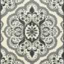 Maples Rugs Vivian Medallion Runner Rug - Made in USA - Washable, Non Slip, Indoor Carpet for Hallway, Kitchen, and Laundry Room, 2'6 x 6', Grey