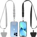 CACOE Phone Lanyard 2 Pack-2× Adjustable Neck Strap,2× Phone Patches,Universal Cell Phone Multifuctional Patch Lanyards Compatible with Most Smartphones(Black+Gray)