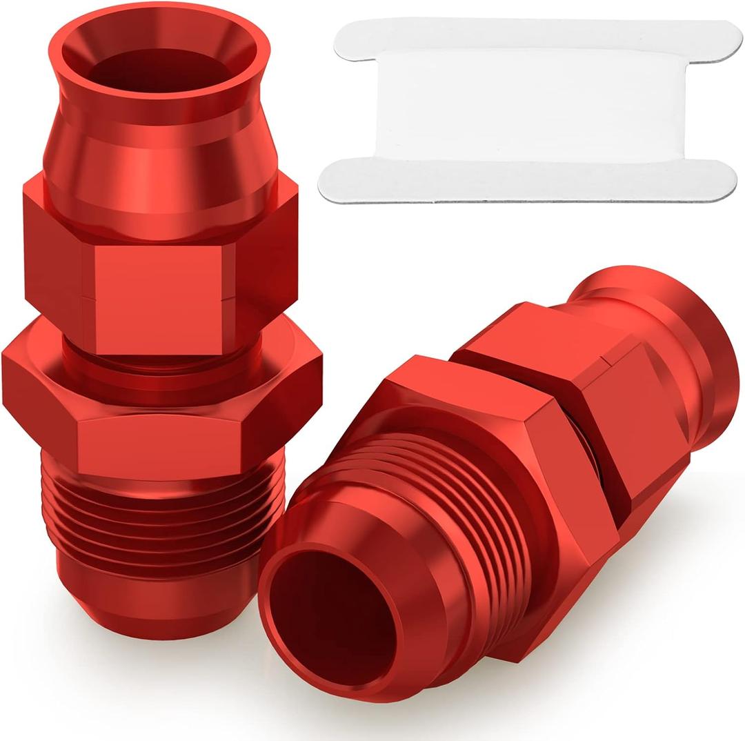 GASHER 2PCS 6AN Male Flare to 1/2" Fuel Hardline Tube Fitting Straight Adapter Aluminum Alloy Red Anodized