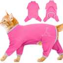 Cat Pajamas for Cats Only, Sticky Hair Cat Clothes, Sphynx Hairless Cats Sweater, Recovery Suit After Surgery, Prevent Lost Hair Kitten Onesie Shirts Costumes Outfits for Pet Medium