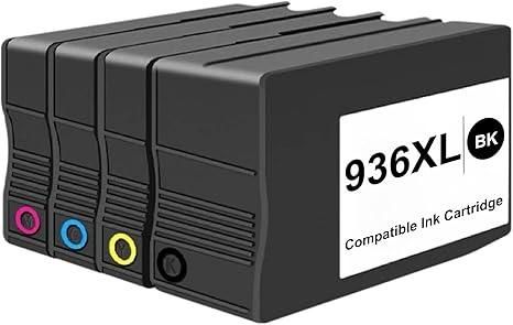 936e 936XL Ink Cartridges combo Compatible for HP936e for HP 936 XL Printer ink 936e ink Cartridges Work with Officejet Pro 9110b 9120 9122e 9125e 9128e 9130b 9135e 9730e Printer black C/M/Y(4 Pack)