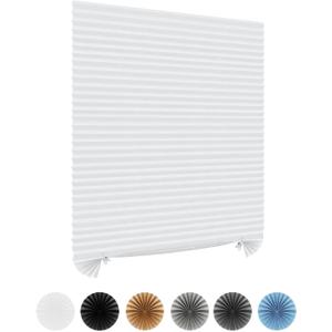 Window Blinds Cordless No Drill Cut to Size Clip On Stick On Self Adhesive Temporary Blinds Pleated Paper Blinds for Windows Doors Shades for Home Nursery Bedroom Kitchen Bathroom (24"W x 59"H, White - 1 Pack)