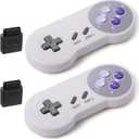 KIWITATA 2 Pack 2.4GHz Wireless Controller for SNES Original Console, Rechargeable Wireless Remote Gamepad Controller for SNES Super Entertainment System Console (Purple button)