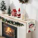 Artscope Merry Christmas Santa Claus Table Runner, Xmas Winter Snowflakes Holiday Kitchen Dining Table Decoration for Christmas Home Party Decor 13x120 Inch-Red