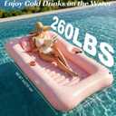 HeySplash Inflatable Tanning Pool Lounger Float, Suntan Tub for Adults, Blow Up Sunbathing Pool with Integrated Pillow and Cup Holder, Heavy Duty Tanning Bed for Backyard Lake Beach