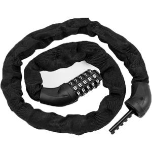 Bike Chain Lock 5 Digit Combination, Heavy Duty 4ft Resettable Anti-Theft Bicycle Chain Lock with Protective Sleeve & Dust Cover for Adult Bikes, E-Bikes, Scooters, Motorcycle, Gates & Fences