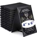 Gerrii Leatherette Table Tents Black PU Leather Menu Covers Bulk Double Sided Frame Sign Holders 2 Side Drink Dessert Menu Folders for Restaurant Coffee Cafe Bar Wedding Supplies(12 Pack,4 x 6 Inch)