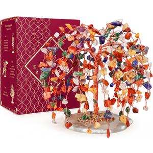 7 Chakra Healing Crystal Tree of Life, Home and Office Desk Dcor, Feng Shui Money Bonsai Trees for Postive Energy, Wealth, Good Luck, Protection, Reiki Healing Crystals and Stones, Spiritual Gifts