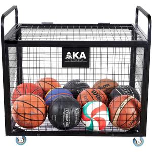 AKA Sports Ball Equpment Cart | Ball Storage for Soccer, Volleyball, Football | Ball Organizer | Ball Rack with Wheels